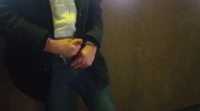 guy masturbates in the city center. EXTREME