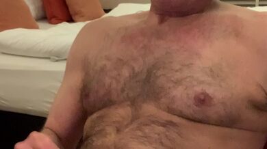 Intense edging, jerk-off and naked cumshot in the hotel room