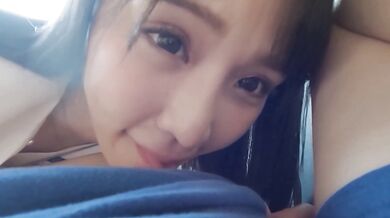 Cute Japanese Idol②Rich in-car sex in the parking lot . Pleasant large amount of Creampie.