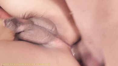 Shemale with sweet boobs gives her fucker a blowjob till face cum