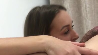 Elena Lux - Tattooed Brunette, Intense Ball Sucker and Licker, Amateur Cock Greedy