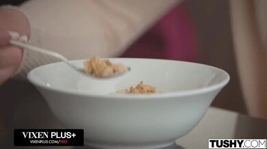 TUSHY Hot babe enjoys first anal