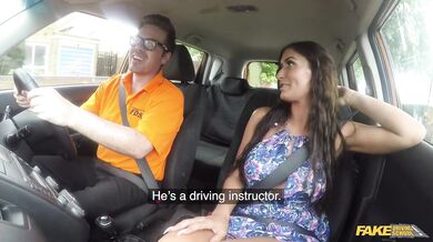 Fake Driving School - Sexy brunette wife having sex with another guyg Instructor