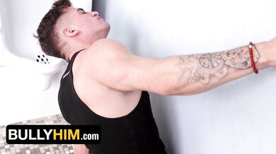 Horny Twink Rides Big Dick in Public Bathroom After Getting Caught Masturbating