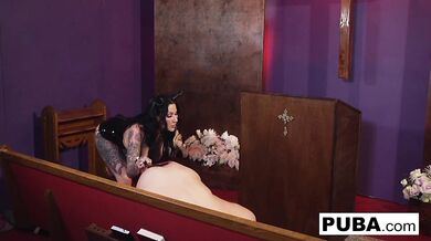 Gorgeous and Big Tittied Brunette Punishes His Ass Hole