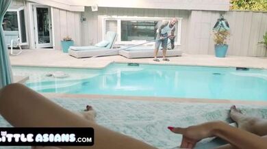 Little Asians - Horny Muscular Guy Serves Skinny Babe His Huge Dick To Help Her Cum Outdoors