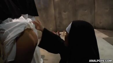 EVIL ANGEL Nun Assholes Stretched Out By Huge Anal Dildos