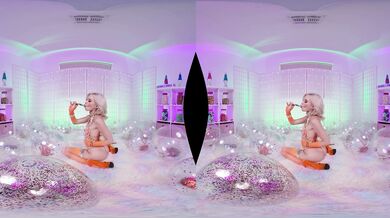 Swallowbay - Hot skinny blonde Kiara Cole big dick sucking and gagging VR