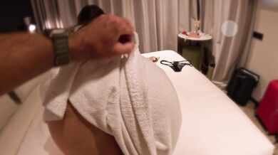 He fucks me in the hotel and cums on my ass