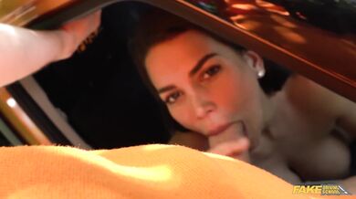Fake Driving School - Stunning brunette with big tits fucked in a car