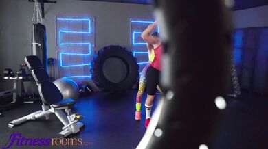 Fitness Rooms Busty brunette gym coach takes thick dick in tight pussy fast hard fuck for Romanian babe