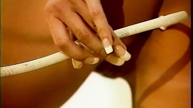 Nasty blonde and brunette babes tease and pump their shaved asses with water