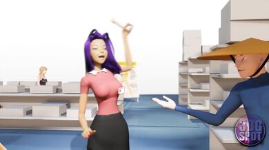 3DGSPOT - Two Busty Lesbians Try Double Dildo In A Public Store! UNCENSORED SEX!