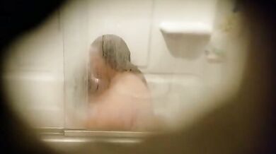 Fat Grandma C.K. takes a bath and shower. 7-21-18