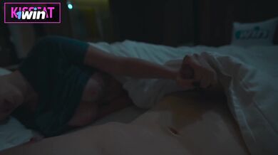 Step mom fucks with step son till twice cum in shared hotel room with one bed
