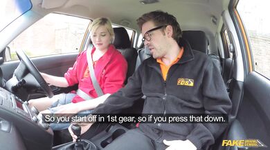 Fake Driving Hot School - Beautiful Blonde Hot College Student Offers A Sloppy Blowjob And Her Hairy Pussy