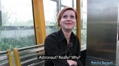 Public Agent - cute short hair redhead Czech girl-next-door swallows a load