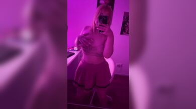 Cute student touches her nipple