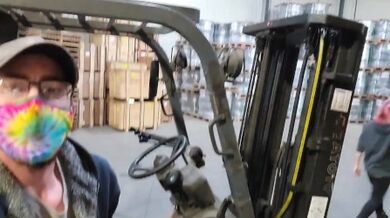 TGIF riding His cock while He's on the forklift