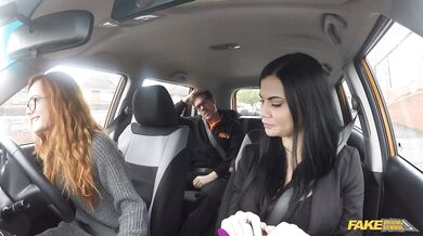 Fake Driving School - Examiner agrees to pass student after a rough sex threesome