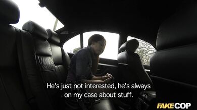 Fake Cop - Uniformed cop picks up redhead and fucks her outdoors