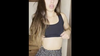 Beautiful bitch in dark lingerie shows her breasts????