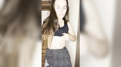 Beautiful bitch in dark lingerie shows her breasts????