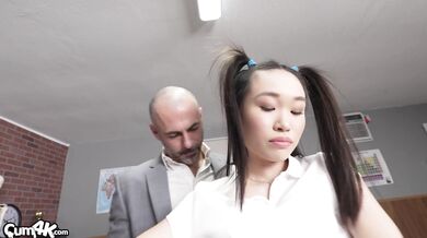 Slutty Asian Student Plays With Her Pussy In Detention To Become The Teacher's Pet