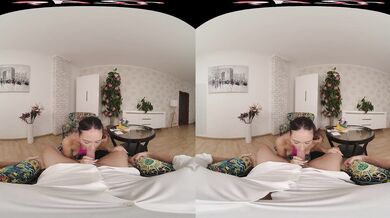 FuckPassVR - Natural tits, shaved pussy – Vixi's POV BJ leaves you gasping, her saliva glistening on your cock