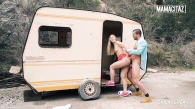 Selvaggia Fucks Outdoor With Big Cock Stud By The Trailer - MAMACITAZ