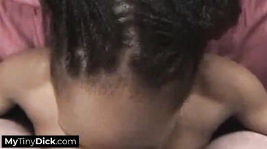 Black girl sucking her boyfriends small cock