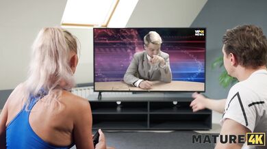 MATURE4K. Mature blonde was so lonely and her neighbour with a big cock came to fuck her