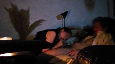 My girl sucks my cock and then rides me until she cuts