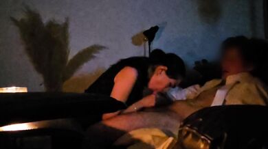 My girl sucks my cock and then rides me until she cuts