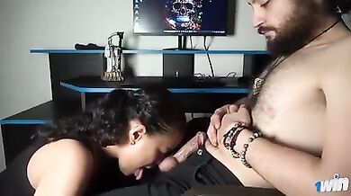 My naughty little stepsis interrupts me while I'm working and as a punishment fuck her very hard. Sexy standing DoggyStyle