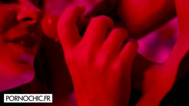 The busty blonde does her show