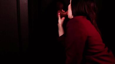 Schoolgirl Sucks Cock At The Gloryhole