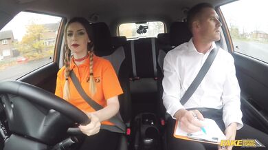 Fake Driving School - Stella Cox gets her large boobs out to pass her test