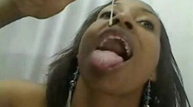 Ebony Plays with Dildo on Webcam