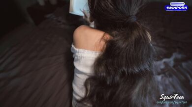 Sexy moaning stepmom plays her favorite game with stepson while reading the book