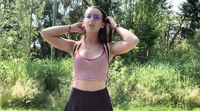 Teen public flashing and masturbating in a park