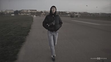 HARDWERK Skinny babe Delfine Dahlia is caged up and sucking multiple dicks