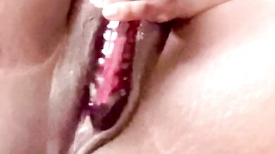 Ebony Watching porn playing with fat pussy till it squirts