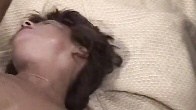 Brunette Old Lady Sucking Cock Spreading Her Legs