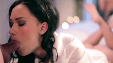 Beautiful cfnm blowjob before bedtime