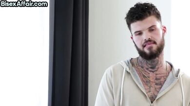 BISEXTIME - Ebony bisex babe swallows load in 3some after riding