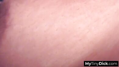 Skinny teen with small tits shows her small dick her sucking skills