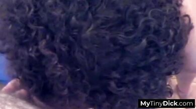 Skinny teen with small tits shows her small dick her sucking skills