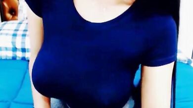 Brunette Model Reveals Her Big Breasts on Webcam