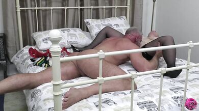 Granny Lacey meets a new muscled stud and you know the drill.....this GILF wants it ALL!